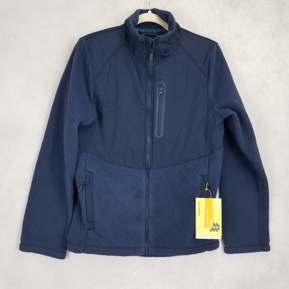 NWT All in Motion Fleece Jacket Zip up Blue Women S Athletic Outdoors Active